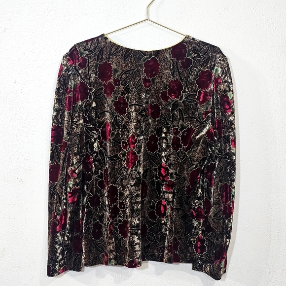 R&K Red and Black Floral Blazer And Skirt Velvet Boho Whinisigoth Vintage - Picture 13 of 15